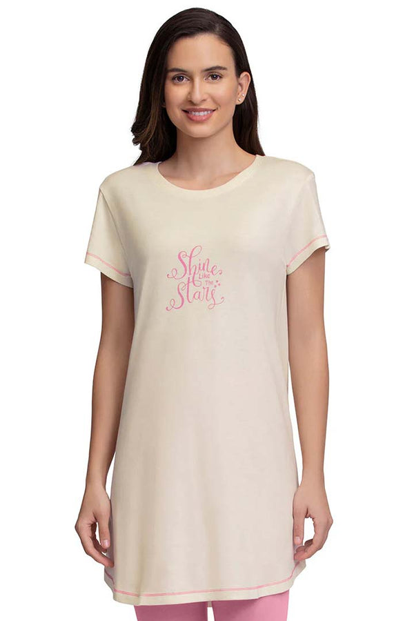 AMANTE SLT84001- WHITESMOKE SCOOP NECK SLEEP TUNIC
