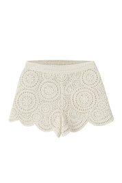 AXTZH Feminine Crochet Resort Shorts Featuring Intricate Weave and Lightweight Comfort-X0345-BEIGE1-BW1PST