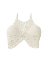 AXZTH Crochet Halter Beachwear Bra Top with Handcrafted Detailing and Playfu-X0169-BEIGE1-BW1PBL