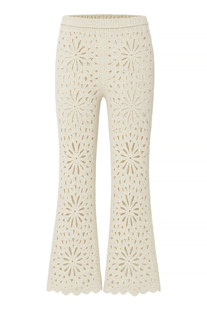 AXTZH Resort-Inspired Crochet Pants Featuring Sheer Weave and Flowing Silhouette X0150-BEIGE-BW1PLO