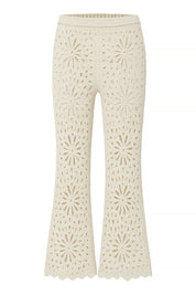 AXTZH Resort-Inspired Crochet Pants Featuring Sheer Weave and Flowing Silhouette X0150-BEIGE-BW1PLO