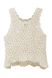 AXTZH Resort-Inspired Crochet Tank Featuring Intricate Open-Weave Design X0150-BEIGE-BW1PTA