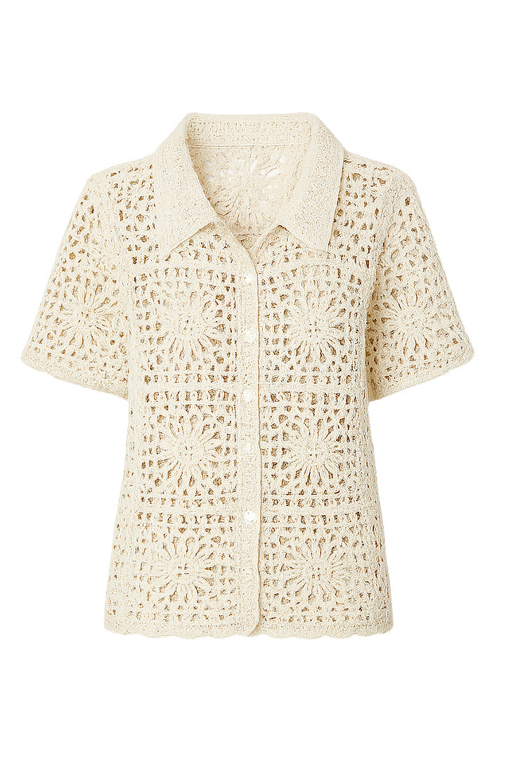 AXTZH Resort-Inspired Crochet Top Featuring Open Weave Design and Lightweight Comfort X0139-BEIGE-BW1PSH