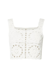 AXTZH  Lightweight Beachwear Top for Women Featuring Boho Crochet Detailing-X2526-WHITE-BW1PBL