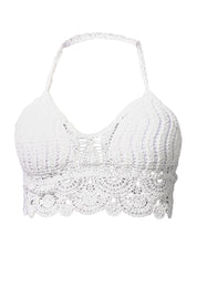 AXTZH Crochet Halter Beachwear Bra Top with Handcrafted Detailing and Playful Design-X0169-WHITE10-BW1PBL