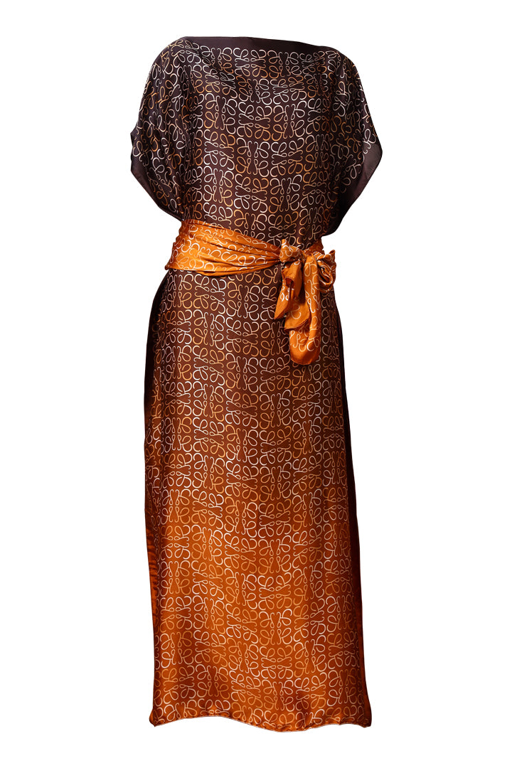 AXTZH Flowing Kaftan Nightwear with Adjustable Waist Strap and Elegant Detailing-BRNPR-K2S