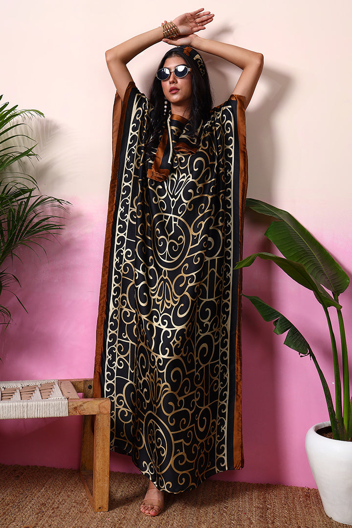 AXTZH Flowing Kaftan Nightwear with Adjustable Waist Strap and Elegant Detailing-COFPR-K2S