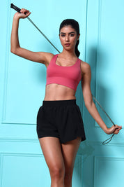 AXTZH High-Waist Outer Shorts with Relaxed Fit and Effortless Everyday Styling X5003-BLACK-ODF