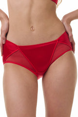 BELLAGIO PANTY-BP1325 Red Low Rise Net Self Design Bikini Panty