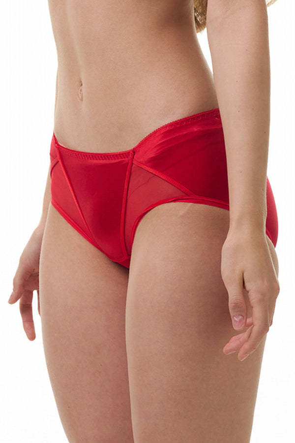BELLAGIO PANTY-BP1325 Red Low Rise Net Self Design Bikini Panty