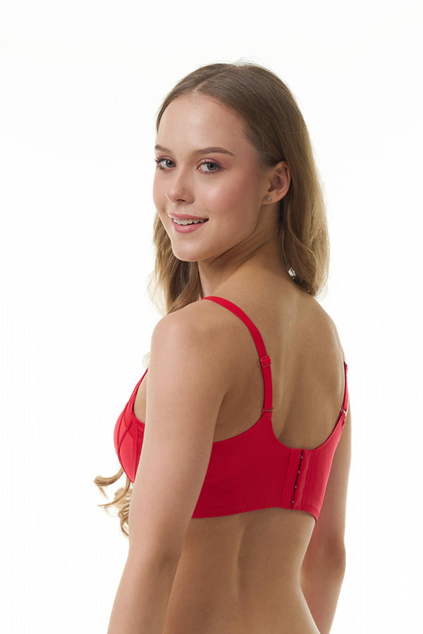 BELLAGIO BRA-BB1325 Red Underwired Push Up Lightly Padded Medium Coverage Bra