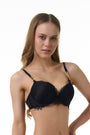 BELLAGIO BRA-BB8075 Black Lace design Underwired Push Up Lightly Padded Medium Coverage Bra