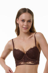 BELLAGIO BRA-BB5337 Choco Lace design Underwired Push Up Lightly Padded Medium Coverage Bra