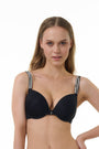 BELLAGIO BRA-BB1009 Black Solid Underwired Push Up Lightly Padded Medium Coverage Bra