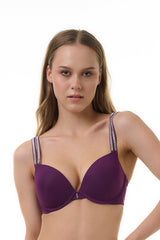BELLAGIO BRA-BB1009 Dpurple Solid Underwired Push Up Lightly Padded Medium Coverage Bra