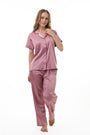 ANGELS NIGHTWEAR-AC2SAPLAIN Blush Short sleeve satin night suit with lounge pants