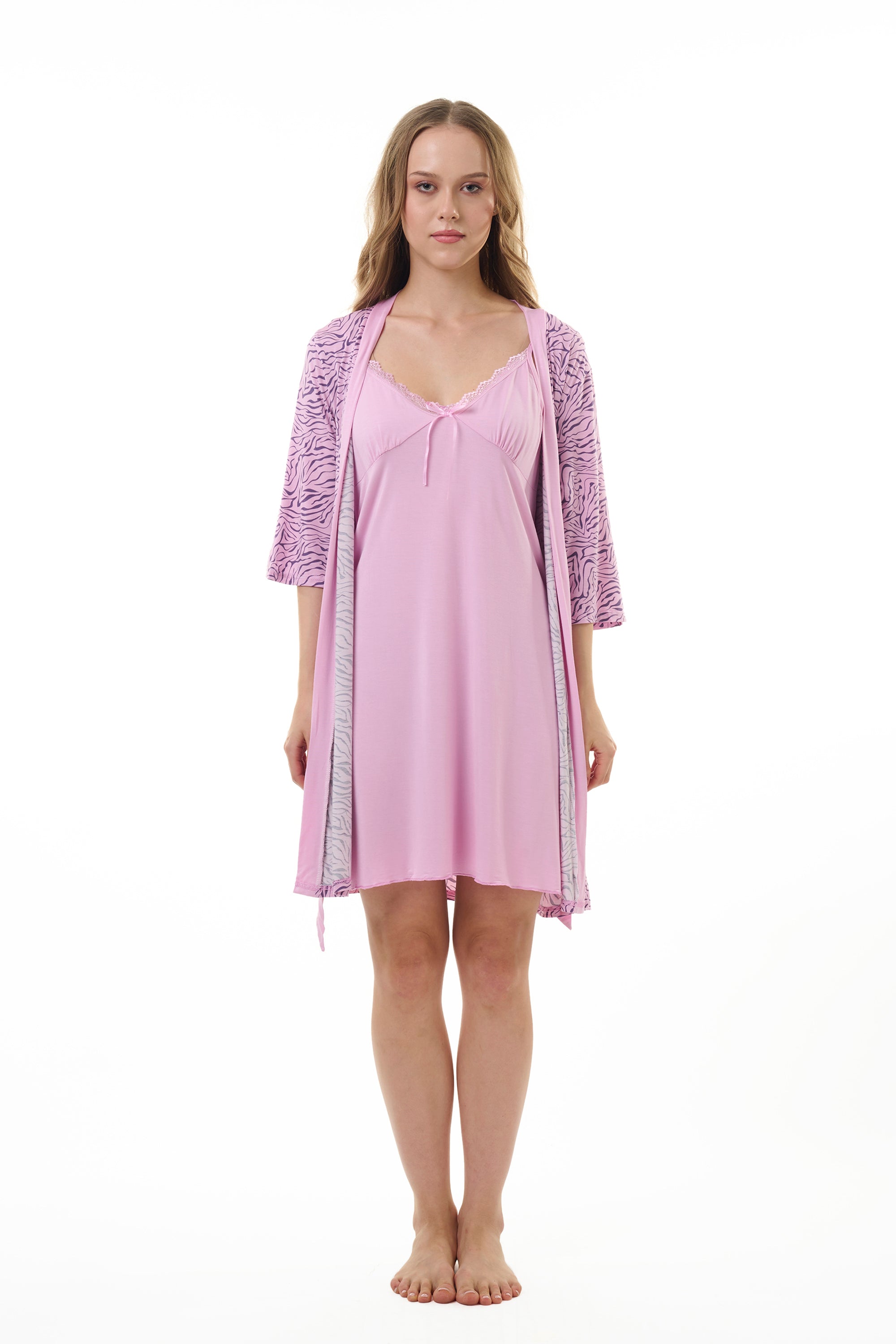 AXTZH NIGHTWEAR-MOR1922000IJ Lace Cotton Nightdress with Robe