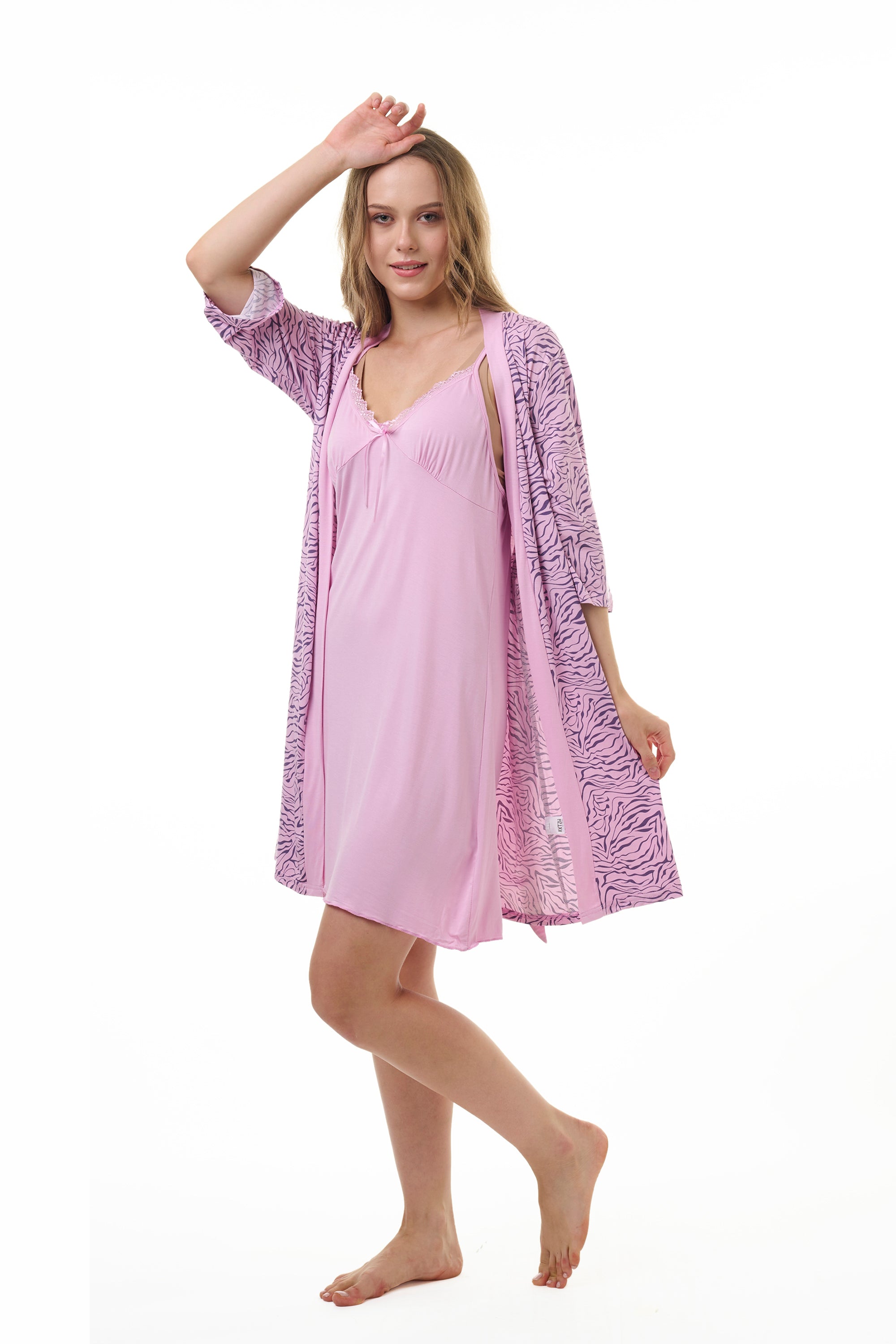 AXTZH NIGHTWEAR-MOR1922000IJ Lace Cotton Nightdress with Robe