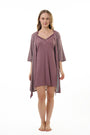 AXTZH NIGHTWEAR-MOR1922000IJ Coffee Lace Cotton Nightdress with Robe