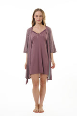 AXTZH NIGHTWEAR-MOR1922000IJ Coffee Lace Cotton Nightdress with Robe
