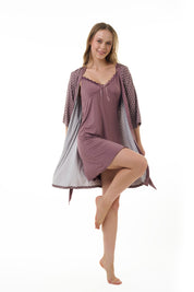 AXTZH NIGHTWEAR-MOR1922000IJ Lace Cotton Nightdress with Robe