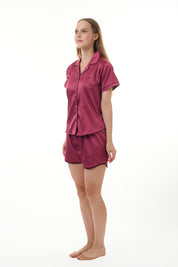 ANGELS NIGHTWEAR-AA2SAPLAIN Short sleeve satin night suit with Short pants