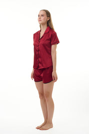 ANGELS NIGHTWEAR-AA2SAPLAIN Short sleeve satin night suit with Short pants