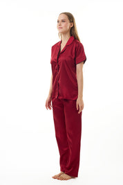 ANGELS NIGHTWEAR-AC2SAPLAIN Short sleeve satin night suit with lounge pants