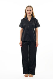 ANGELS NIGHTWEAR-AC2SAPLAIN Short sleeve satin night suit with lounge pants