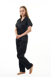 ANGELS NIGHTWEAR-AC2SAPLAIN Short sleeve satin night suit with lounge pants