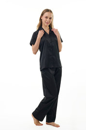 ANGELS NIGHTWEAR-AC2SAPLAIN Short sleeve satin night suit with lounge pants