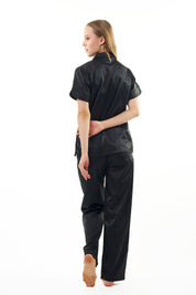 ANGELS NIGHTWEAR-AC2SAPLAIN Short sleeve satin night suit with lounge pants