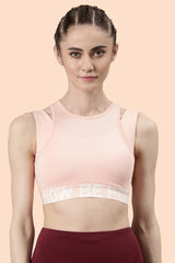 ENAMOR BRA-A201 Soft Pink Active Energy Sports Bra | Dry Fit High Impact Longline Sports Bra