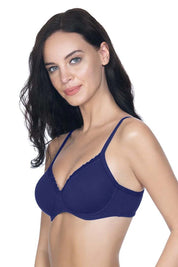 AMANTE BRA -BRA10202-DARK BLUE Cotton Casuals Padded Non-Wired T-Shirt Bra