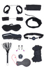 AXTZH Complete 11-Piece Women’s Bodysuit and Intimate Accessory Set for Playful Exploration and Elegance X0018-BLACK-BS11P