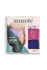 AMANTE Printed Low Rise Assorted Hipster Panties (Pack of 3 Colors & Prints May Vary) PPK43101-PRINT