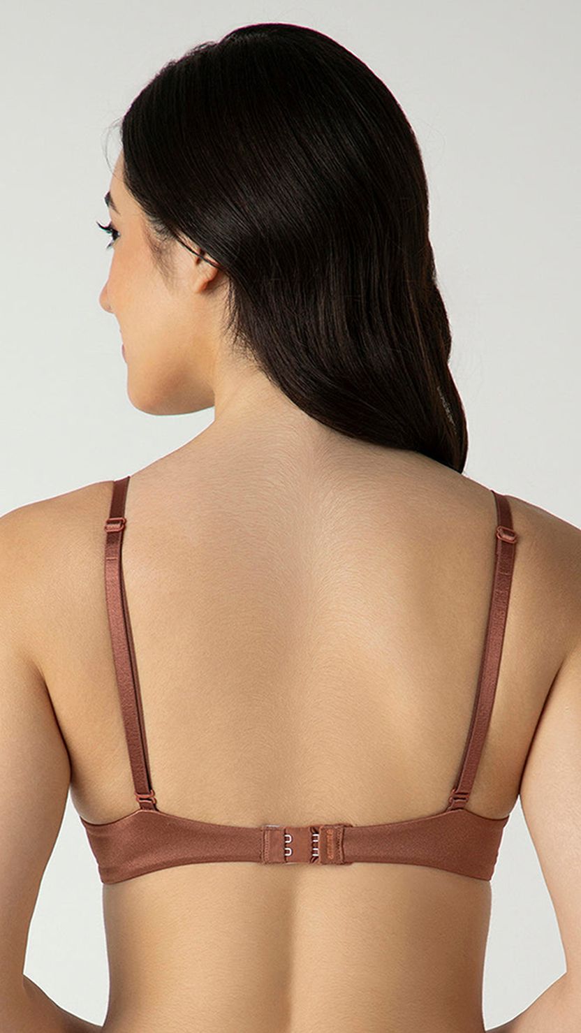 Amante Brown Wired Push Up Bra with Seamless Cups