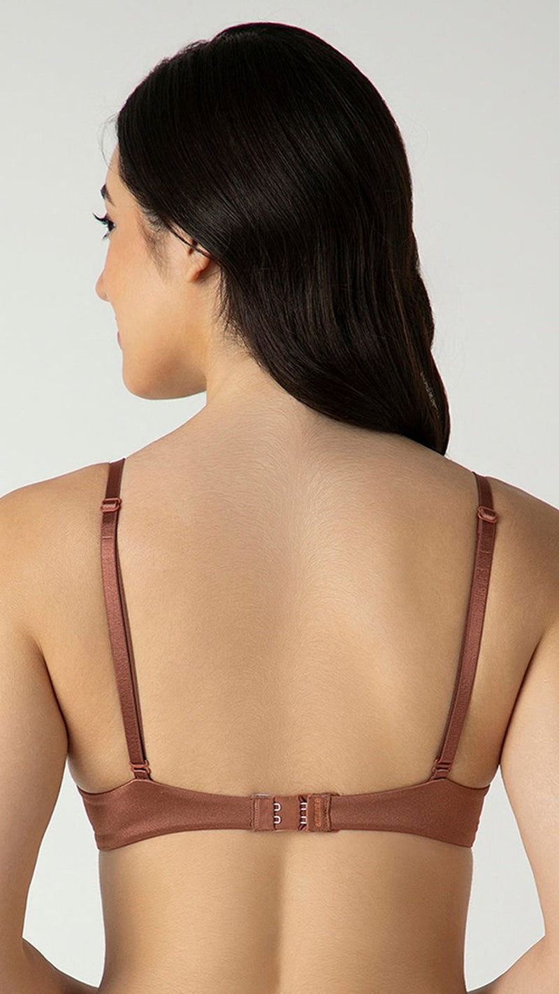 Amante Brown Wired Push Up Bra with Seamless Cups
