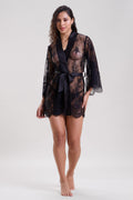 Mysthelle BLACK LACE SHORT ROBE 