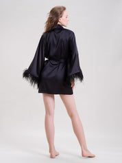 Mysthelle MIDNIGHT BLACK ROBE WITH FEATHER SLEEVES