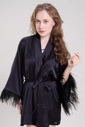 Mysthelle MIDNIGHT BLACK ROBE WITH FEATHER SLEEVES