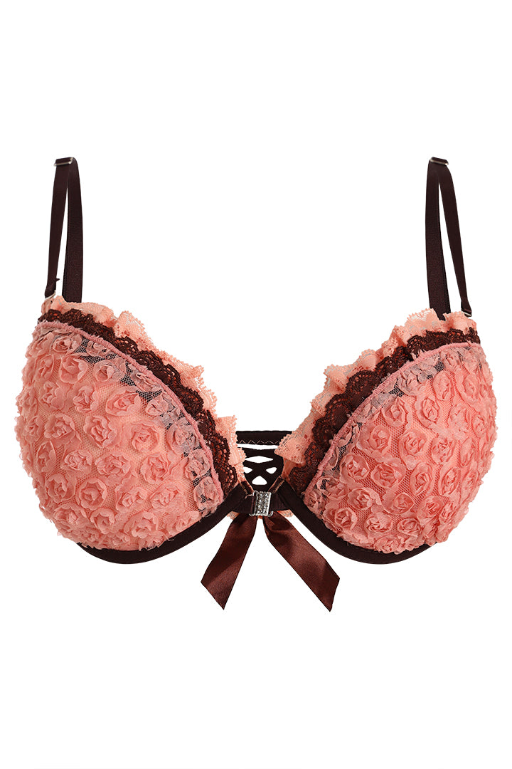 AXTZH Women’s Padded Bra – Stylish One-Piece with Defined Lift and Elegant Detailing  AB0512-PEACH-DN102