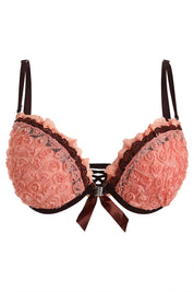 AXTZH Women’s Padded Bra – Stylish One-Piece with Defined Lift and Elegant Detailing  AB0512-PEACH-DN102