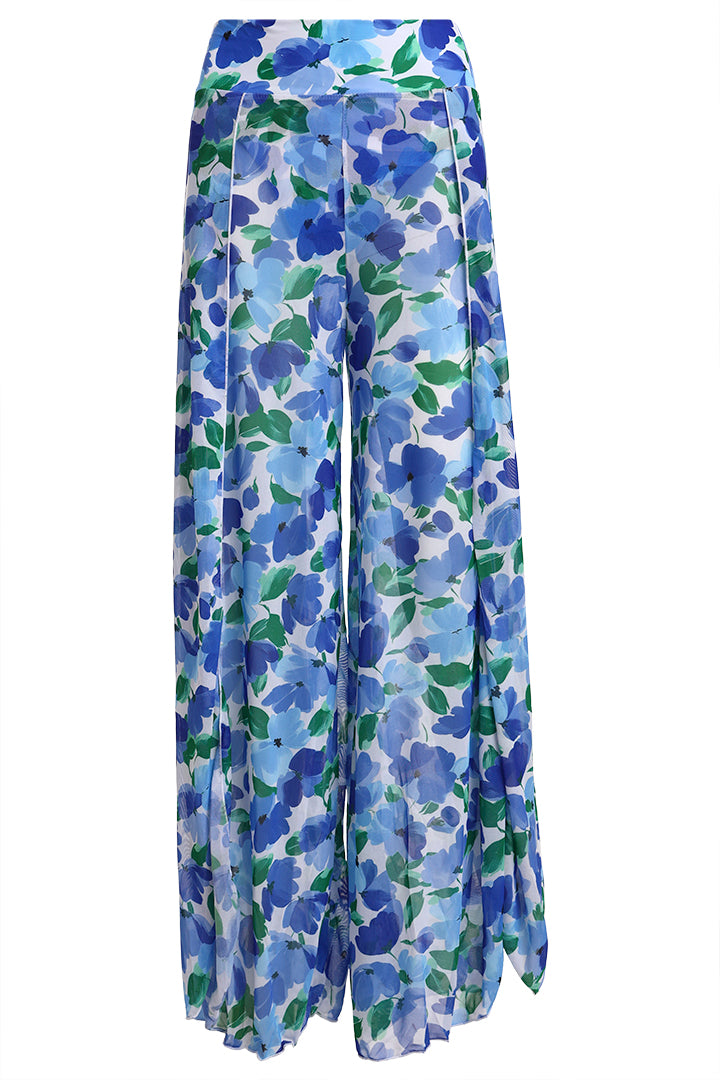 AXTZH Three-Piece Swimwear Set with Bikini Top, Bottom, and Flowing Sarong Skirt X4614-BLUPR-3PB