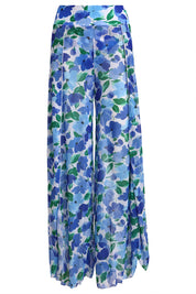 AXTZH Three-Piece Swimwear Set with Bikini Top, Bottom, and Flowing Sarong Skirt X4614-BLUPR-3PB