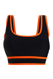 AXTZH Stylish Two-Piece Swim Set Featuring Sleek Bralette and Skirt Overlay Bottom for Women-X2514-BLKOR-2PF