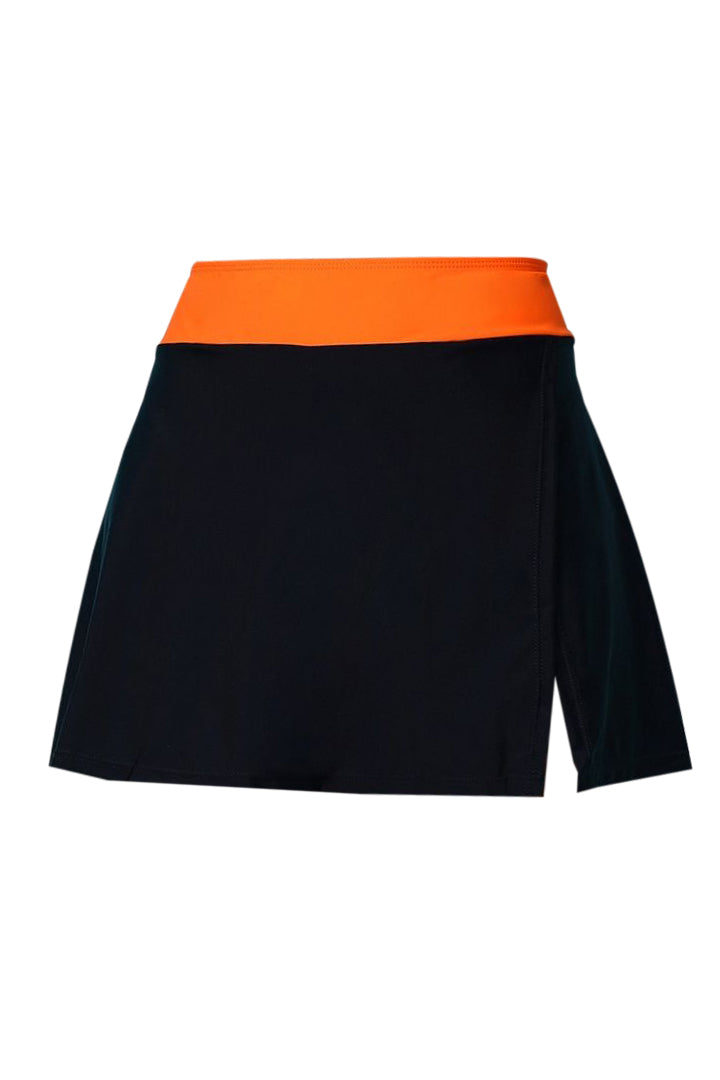 AXTZH Stylish Two-Piece Swim Set Featuring Sleek Bralette and Skirt Overlay Bottom for Women-X2514-BLKOR-2PF