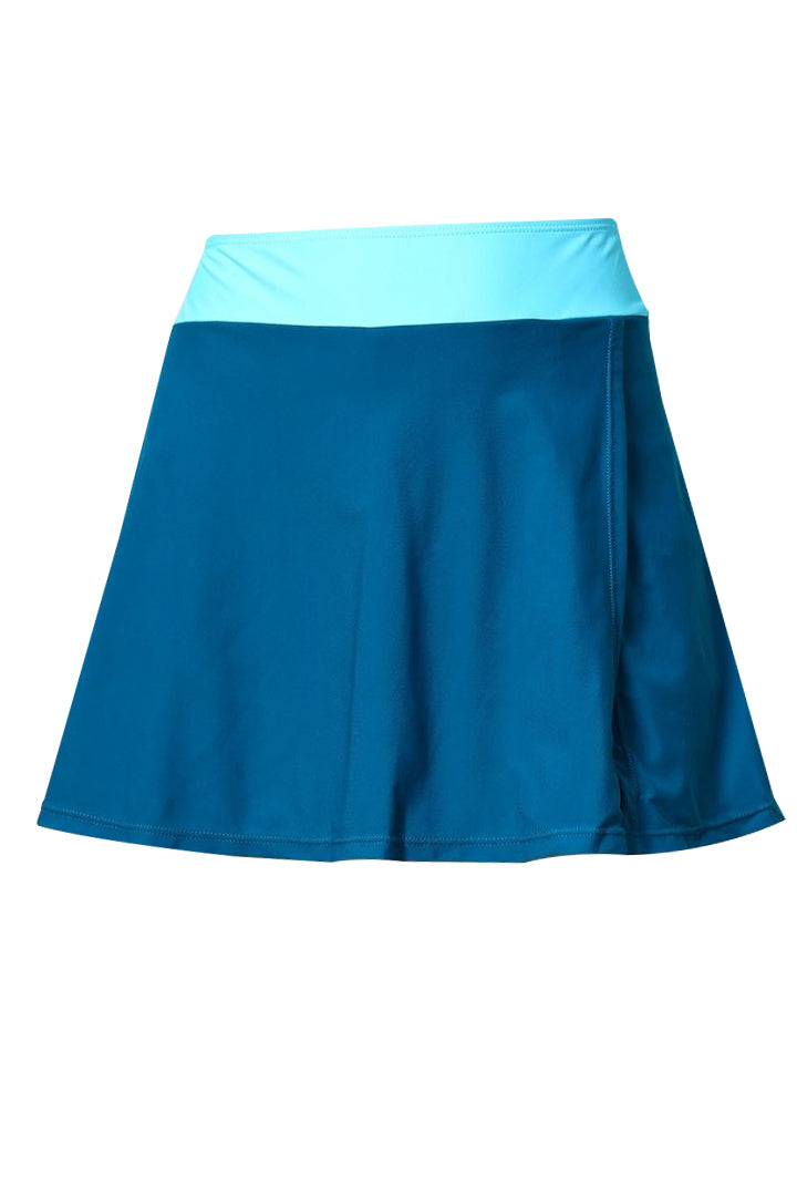 AXTZH Stylish Two-Piece Swim Set Featuring Sleek Bralette and Skirt Overlay Bottom for Women-X2514-TEAL-2PF