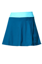 AXTZH Stylish Two-Piece Swim Set Featuring Sleek Bralette and Skirt Overlay Bottom for Women-X2514-TEAL-2PF