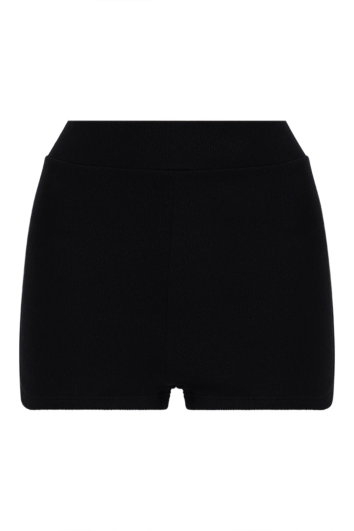 AXTZH Sexy Beachwear Co-Ord Set Featuring Minimalist Crop Top and Fitted Shorts-X4060-BLACK-2PS